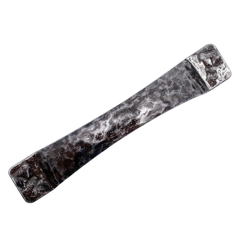 Arched Hammered Cabinet Pulls 6 Pack in Aged Silver With 3 Inch Hole Centers Rustic Solid Cast Handles Top View