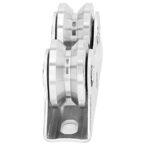 V Groove Wheel Sliding Gate Caster Heavy Duty Rigid Roller With Bracket For Inverted Track Rolling Gate Industrial Carts Wire Rope Rail Wear Resistant Stainless Steel Design For Demanding Industrial Applications front view