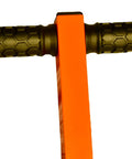 Close-up of rubber grip handles on the Compact Magnetic Lid Lifter That Cracks Open Tough Manhole Covers Without Breaking A Sweat While Hauling Up To 150 Pounds Thanks To Strong Neodymium Magnets And Solid Aluminum Frame In Orange.
