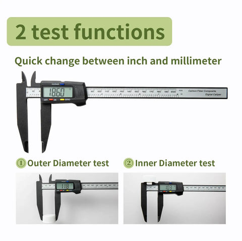 Digital Caliper 0 To 8 Inches Measuring Tool With Auto Off Interchangeable Inches And Millimeters 0.01 Inch Resolution