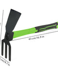 Heavy Duty Beast 16.9 Inch Double Sided Garden Pick Axe With Non Slip Handle for digging, weeding, loosening soil shown with dimensions.