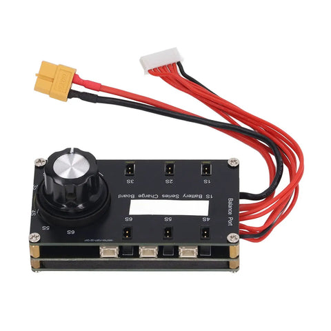 Gotta Grab This Top Shelf GNB27 PH2.0 Balance Charge Adapter connected to LiPo batteries, featuring a knob switch for charging 6 cells.