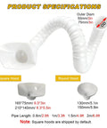 Adjustable 4.9FT Real Deal Smoke Extractor Arm with heavy duty dust hose and specifications for square and round hoods.