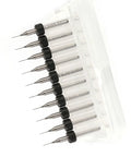 Tungsten Carbide Drill Bits Set 0.3mm, 10 Piece Precision PCB Micro Drill Bit Kit in plastic case, spiral flute view