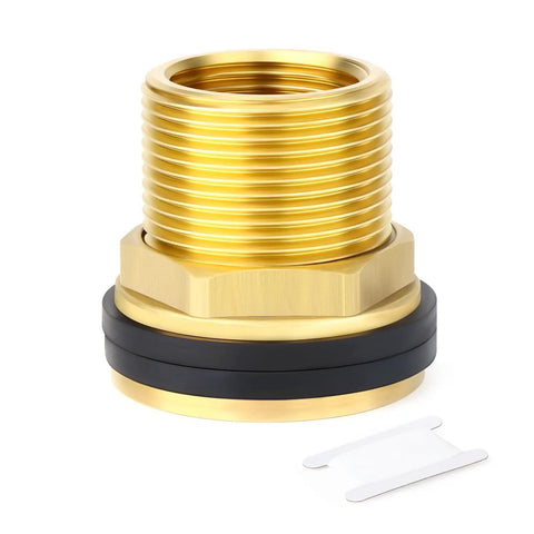 Brass 1-1/2 Inch Female To 2 Inch Male Bulkhead Tank Connector Fitting With Rubber Ring For Water Tanks Buckets And Fish Tanks