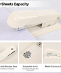 Must-Have All In One Desk Organizer Set For Home Office And School with beige stapler and highlighted features.