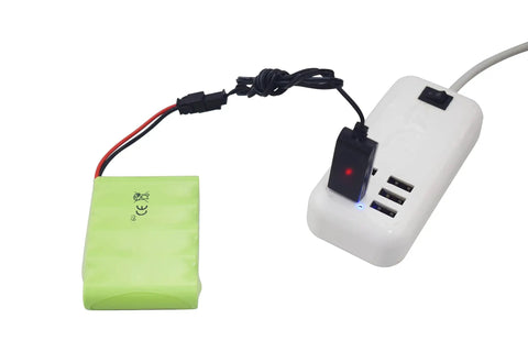 2 Pack 6V 800mAh SM2P Plug Rechargeable RC Battery AA Size for Cars Trucks Tanks and Excavators with USB Charging Cable