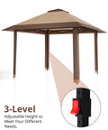 13X13Ft Pop Up Gazebo Canopy With Double Roof Mosquito Netting Keeps Insects Out Adjustable Height UV Resistant Waterproof Heavy Duty Portable Outdoor Shelter