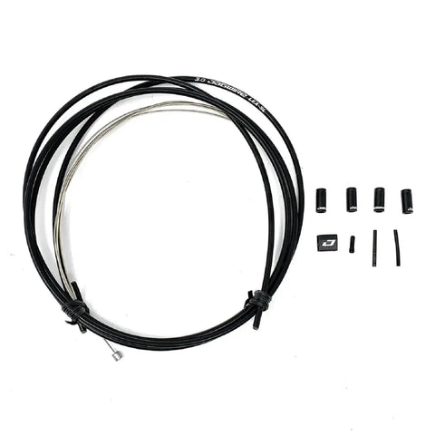 Dropper Cable Kit For MTB Riders with Pro 0.8mm polished inner cable and 3.0mm Lex SL housing, components laid out on white background.