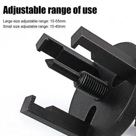 All In One Auto AC Repair Wrench Set With Clutch Removal Tools showing adjustable range of use in black metal