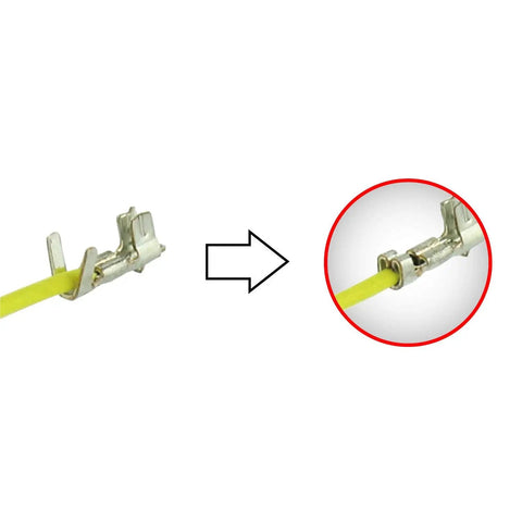 Pro Grade Universal Connector Crimping Pliers 175mm Long Barrel Wing Type demonstrating crimp on open barrel terminal