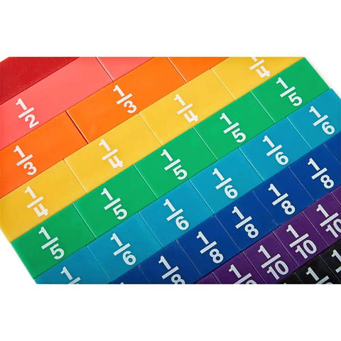 Plastic Rainbow Fraction Tiles Set of 51 for Fraction Mastery with Unit Fractions and Fraction Bars Montessori Style Math Manipulatives