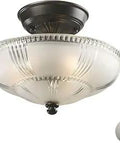 3-Light Semi Flush Ceiling Fixture In Oiled Bronze With Etched Clear Glass Old School Classic Traditional Style Durable Metal Construction
