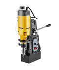 750W Magnetic Drill Press With Stepless Speed Control Multifunctional Bench Drilling Machine with yellow motor and cooling hole.