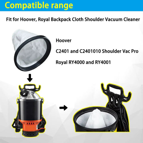 Durable HEPA Cloth Bag Liner For Backpack Vacuums 2 Pack Seals Tight For Clean Pickup Compatible With Hoover And Royal