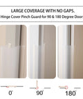 Two Pack Clear Door Hinge Protectors Baby Finger Pinch Guards Stop Toddler Door Catches No Sweat Peel And Stick Setup for 90 & 180 degree doors.