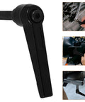 Zero Hassle Adjustable Clamping Lever Handles Built Tough With Durable Aluminum Alloy Threaded Hand Grip For Industrial Machinery Tooling Maintenance Quick Turn Ratchet Crank close-up of a black adjustable handle