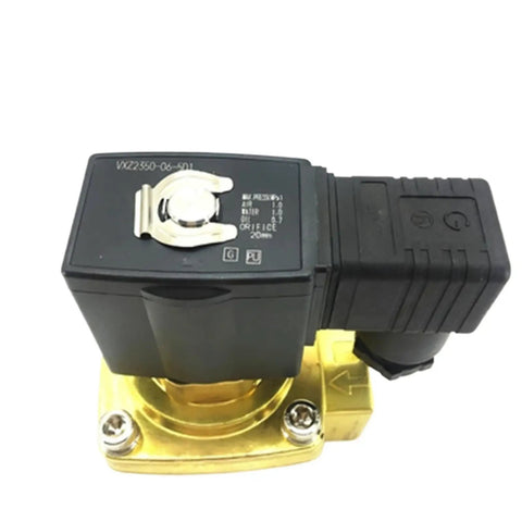High Performance Pneumatic Solenoid Valve For Air Tools And Industrial Systems With Electromagnetic Control Plus 1 Pc Series Replacement Part For Reliable Operation, VXZ2350-06-5D1, black and brass.