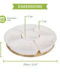 Slick Ceramic Taco Lazy Susan Featuring Six Deep Bowls And A Silky Swivel Base For Enhancing Your Weekly Taco Bar Hosting With Next Level Crew Hangout Vibes Perfect For Tailgate Nights And Backyard Gatherings dimensions showing six compartments and central bowl