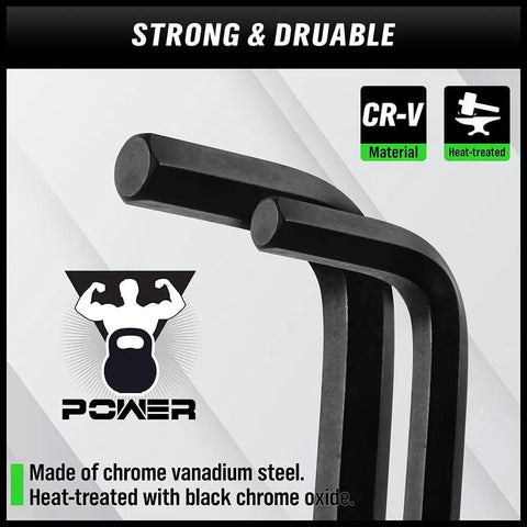 27 Piece Long Arm Allen Wrench Set With Ball End Hex Keys, Beefy T Handle Design, Inch And Metric, Hardened Chrome Vanadium Steel