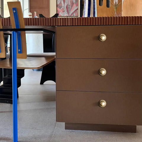 Dope Champagne Bronze Cabinet Knobs With Ribbed Backplate And Vintage Globe Drawer Pulls For DIY Furniture Restoration
