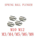 Kickass Heavy Duty Stainless Steel Ball Plunger Set With Slick Knurled Thumb Nut And Hex Socket Set Screws In M3 M4 M5 M6 M8 Sizes showing four stainless steel ball plungers.