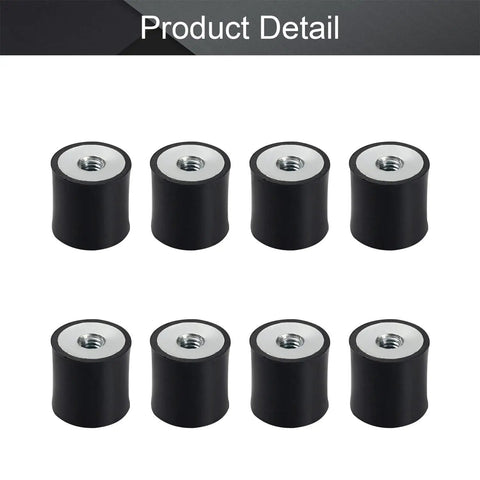 Eight Pack M6 Rubber Vibration Isolators 20mm By 20mm With Female Thread Heavy Duty Anti Vibration Mounts For Mini Split Heat Pumps Water Pumps Diesel Engines Harvester And Generators, eight black mounts