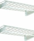 Two Pack Heavy Duty Steel Wall Garage Shelving Set 36 In By 18 In Adjustable Shelves With Hanging Rod Max Load 200 Lbs Per Shelf