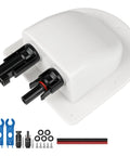 Solar Cable Entry Gland Kit With 10 AWG Cable And UV Resistant Dual Entry Housing For RV Boat Yacht Roofs White 0.3ft Flexible Length Options 0.5ft 3ft 5ft 10ft 20ft Easy Install Weatherproof Solar Connector, white dual-entry gland with cables and tools