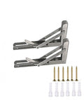 12 Inch Folding Shelf Brackets For Durable Stainless Steel Collapsible Shelves with screws and wall plugs