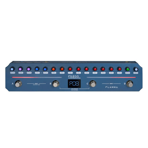 Front view of Intelligent Multi Effects Guitar Pedal with 52 Amp Models 16 Cab Simulations 7 Effect Modules and 9 IR Slots.