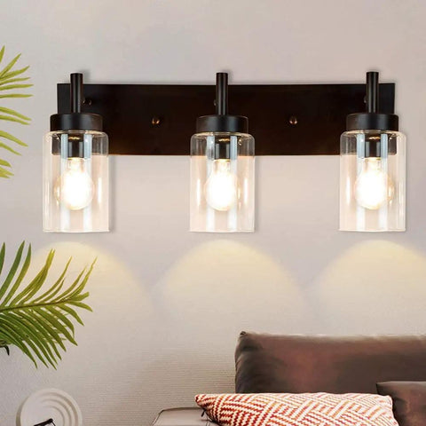 Clear Glass Lamp Shade Replacement Globe For Chandelier Pendant And Wall Sconce Lighting Cylinder Glass Shade 3-bulb fixture