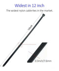 Heavy Duty Zip Ties 12 Inch Nylon Tie Wraps Ultra Strong 120 Lb Tensile Strength 0.3 Inch Wide Black UV Resistant