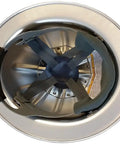 Top view of Aluminum Full-Brim Hard Hat With Ratchet Suspension, Silver Finish, showing interior ratchet system.
