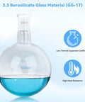 Round bottom flask from 32 Piece Lab Glassware Kit For Distillation And Essential Oil Making With 24 40 Joint 1000ml Round Bottom Flask