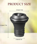 Close-up of black stopper with dimensions from 24 Piece Wine Stopper Set With Vacuum Pump And Silicone Saver Keeps Wine Fresh Sealed And Flavorful