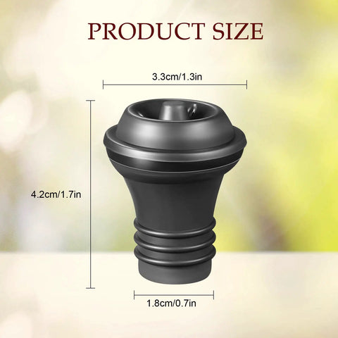 Close-up of black stopper with dimensions from 24 Piece Wine Stopper Set With Vacuum Pump And Silicone Saver Keeps Wine Fresh Sealed And Flavorful