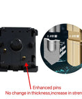 Close-up of Oil King V2 Pre-Lubed Black Linear Keyboard Switches showing enhanced 2-pin design and cross-section detail.