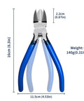 10 Pack 6 Inch Wire Cutters For Crafting And DIY Projects, blue handle, spring loaded, high carbon steel, size and weight shown