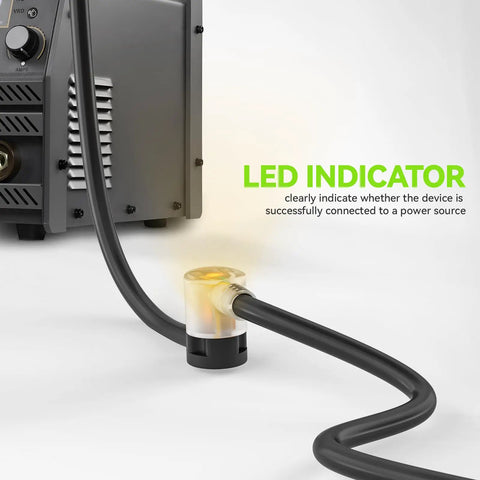 Heavy Duty 20 Foot Welder Extension Cord With 8 AWG Copper 250V NEMA 6 50 STW Power Indicator ETL Listed in use with LED indicator
