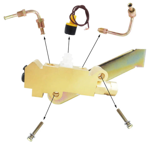 Heavy Duty Brass Brake Proportioning Valve Delivers Slick Stopping Power For Front Disc And Rear Drum Brakes showing brass body and fittings.