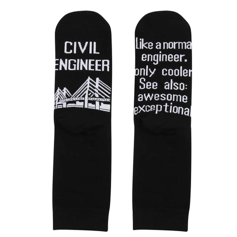 Civil Engineer Socks 2 Pack Unisex Gift For Students And Pros Like A Normal Engineer But Cooler black cotton crew socks