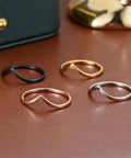 V Shaped Stainless Steel Wedding Band For Women With Chevron Pointed Design Engagement Promise Ring Simple Classic Gold Tone