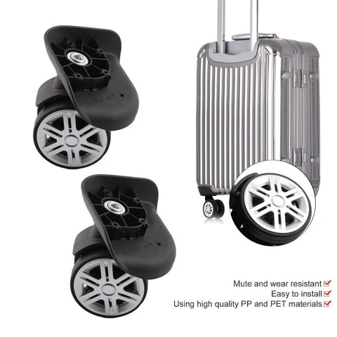 2 Pack Universal Luggage Replacement Wheels 360 Degree Silent Swivel Casters For Suitcases And Trolleys with 12 Screws shown