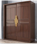 Wooden wardrobe with Top Notch Vintage Brass Cabinet Pulls Set Semi Circular Gold Dresser Handles highlighting solid brass finish