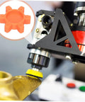 Flexible Jaw Coupling Insert With Rubber Spider For Vibration Dampening In CNC Machines, orange rubber spider on CNC tooling