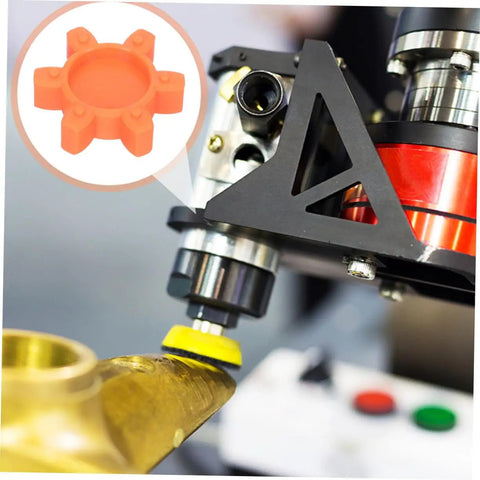 Flexible Jaw Coupling Insert With Rubber Spider For Vibration Dampening In CNC Machines, orange rubber spider on CNC tooling