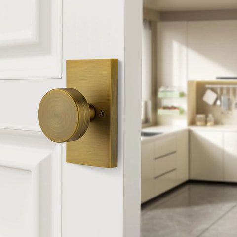 Antique Brass Dummy Door Knobs Interior Modern Vintage Square Door Handles For Bifold And Closet Doors Rectangle Style 2 Pack Easy Install Non Latching Hardware