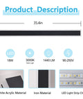 Diagram of Modern Outdoor LED Wall Sconce 35.4 Inch 18W Frosted White Acrylic with specifications and material highlights.