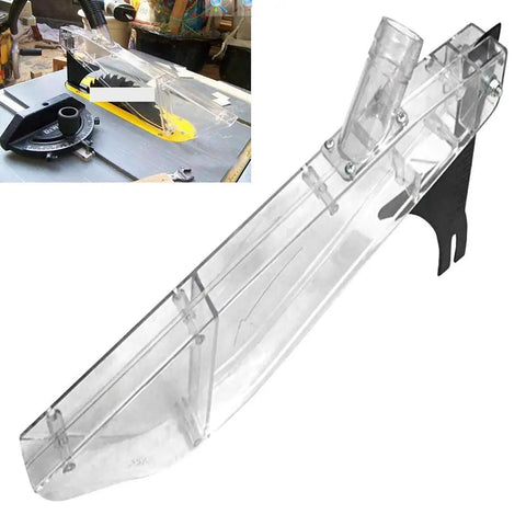 Clear Protective Table Saw Dust Cover With Dispensing Knife Universal Fit For 7 To 12 Inch Table Saws And Other Saws shown in use